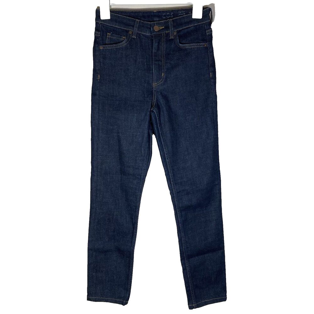 COS Jeans Women 25x27 Blue High Rise Dark Wash Denim Skinny Fit Cropped Leg